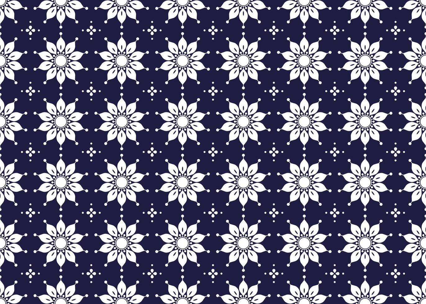 símbolo blanco floral sin costura modelo en un oscuro azul antecedentes vector