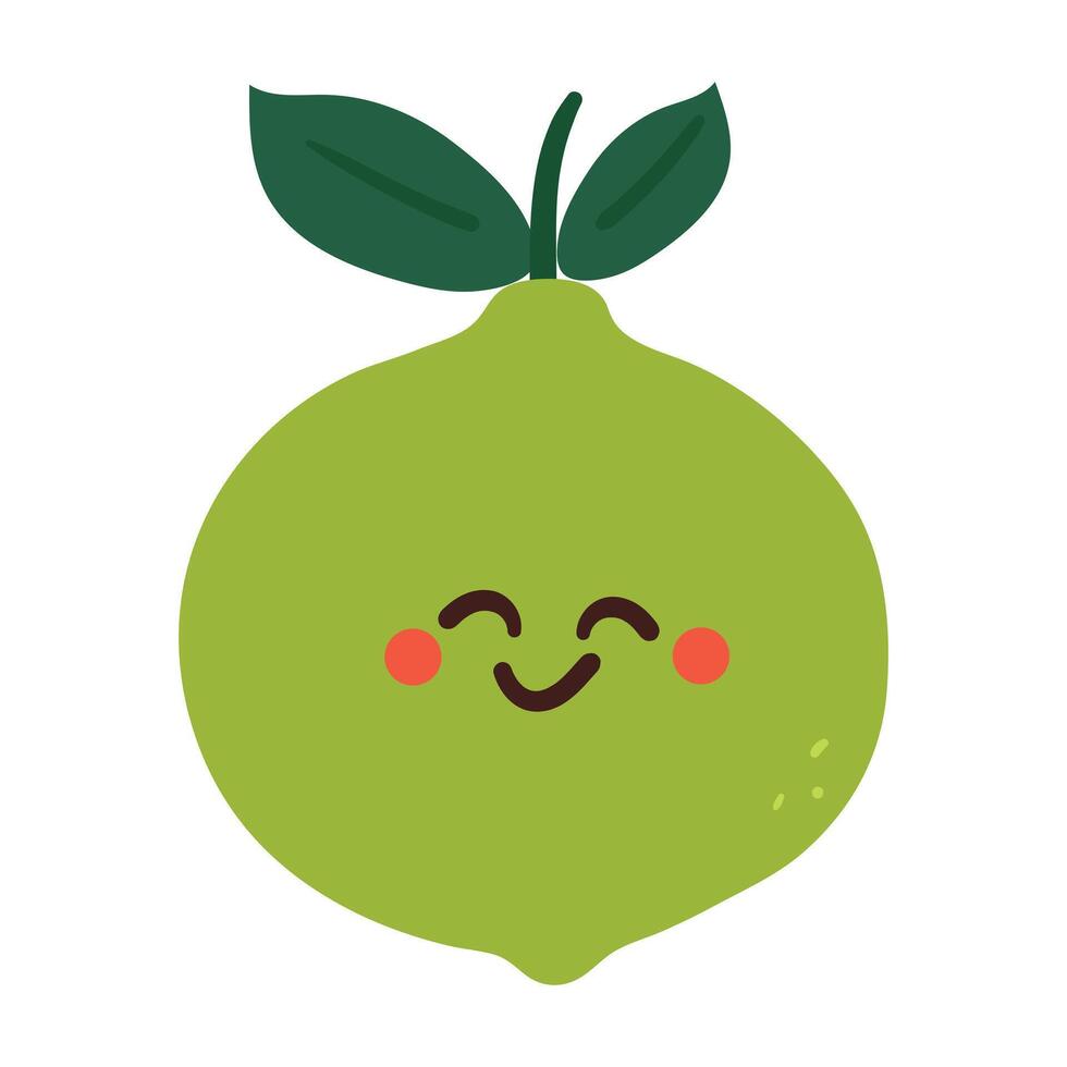 cute hand drawing cartoon lime fruit. cute drawing for icon, sticker vector