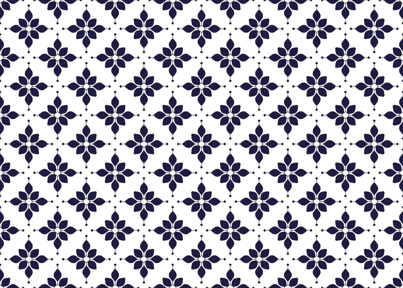 Symbol dark blue floral seamless pattern on a white background vector