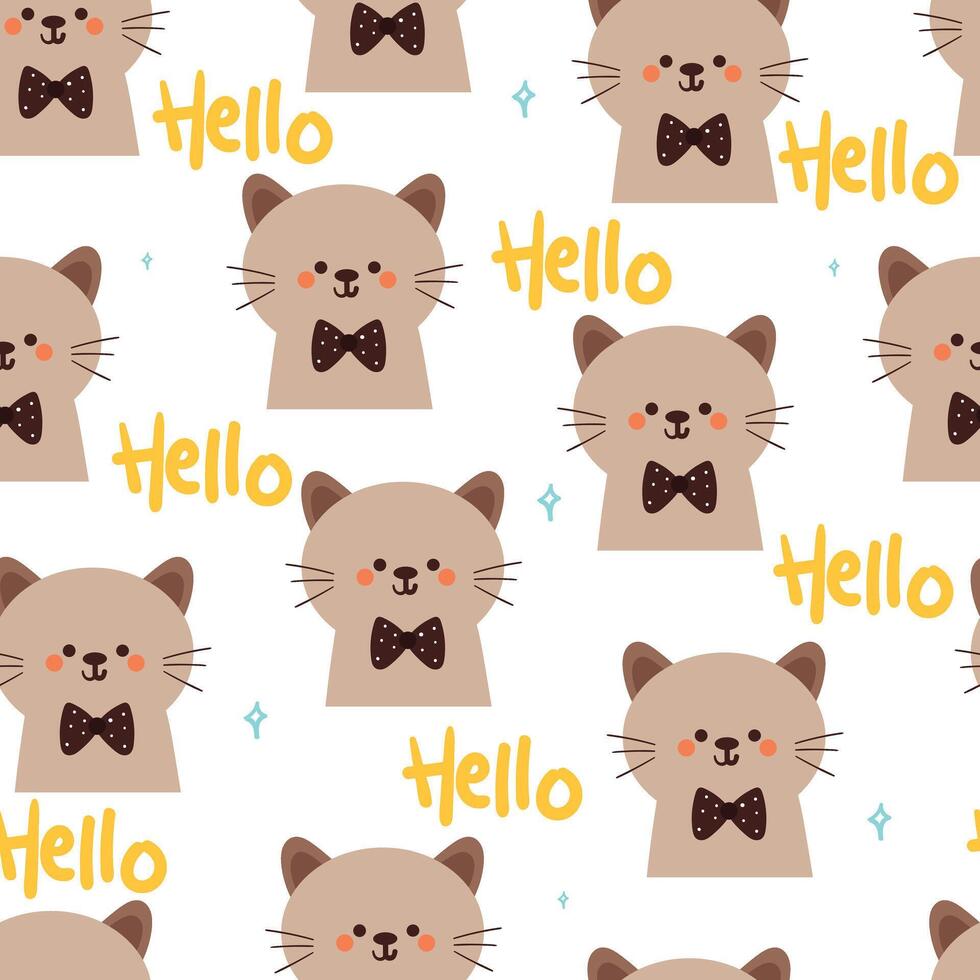 seamless pattern cartoon cats. cute animal wallpaper illustration for gift wrap paper vector