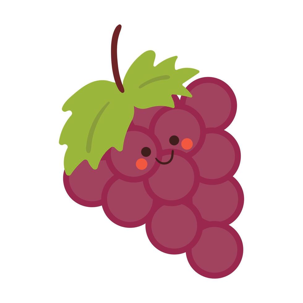 cute hand drawing cartoon grape fruit. cute drawing for icon, sticker vector