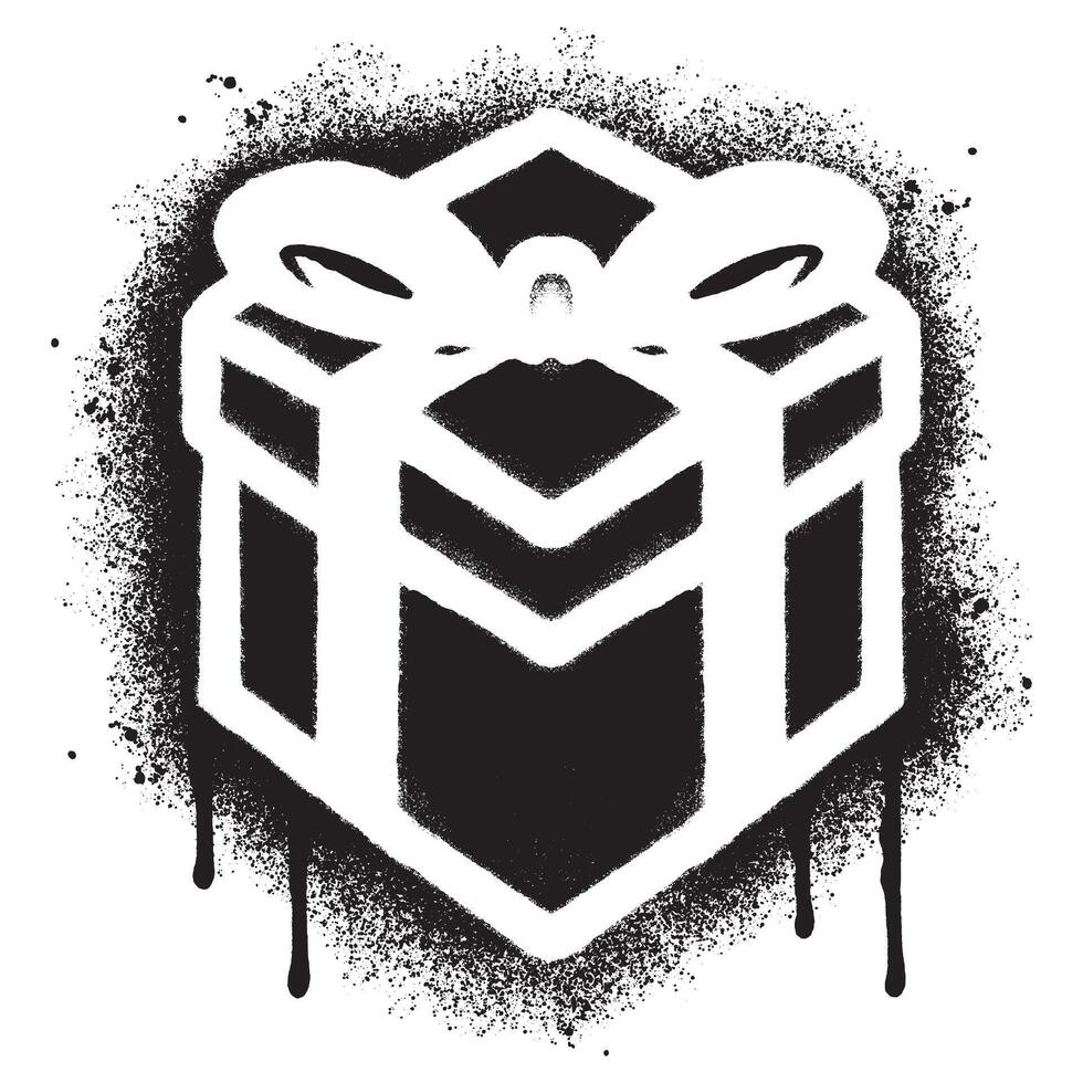 Spray Painted Graffiti Gift box icon Sprayed isolated with a white background. vector