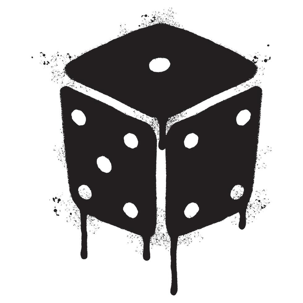 Spray Painted Graffiti Dice cube icon Sprayed isolated with a white background. vector