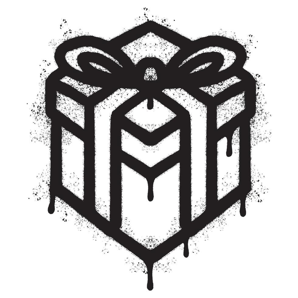 Spray Painted Graffiti Gift box icon Sprayed isolated with a white background. vector