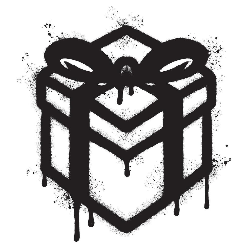 Spray Painted Graffiti Gift box icon Sprayed isolated with a white background. vector