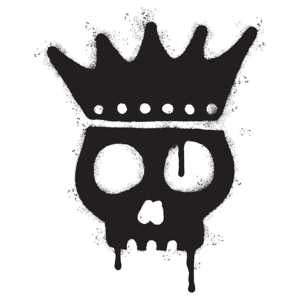 Spray Painted Graffiti skull in the crown icon Sprayed isolated with a white background. vector