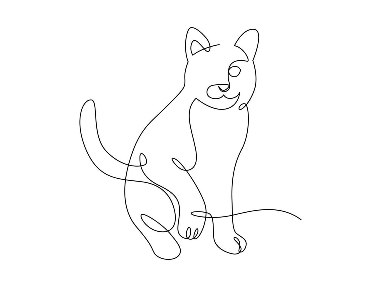 continuo línea dibujo gato sesión. frente ver soltero lineal decorativo diseño concepto. gato en uno línea para logo, publicidad. diseño ilustración. vector