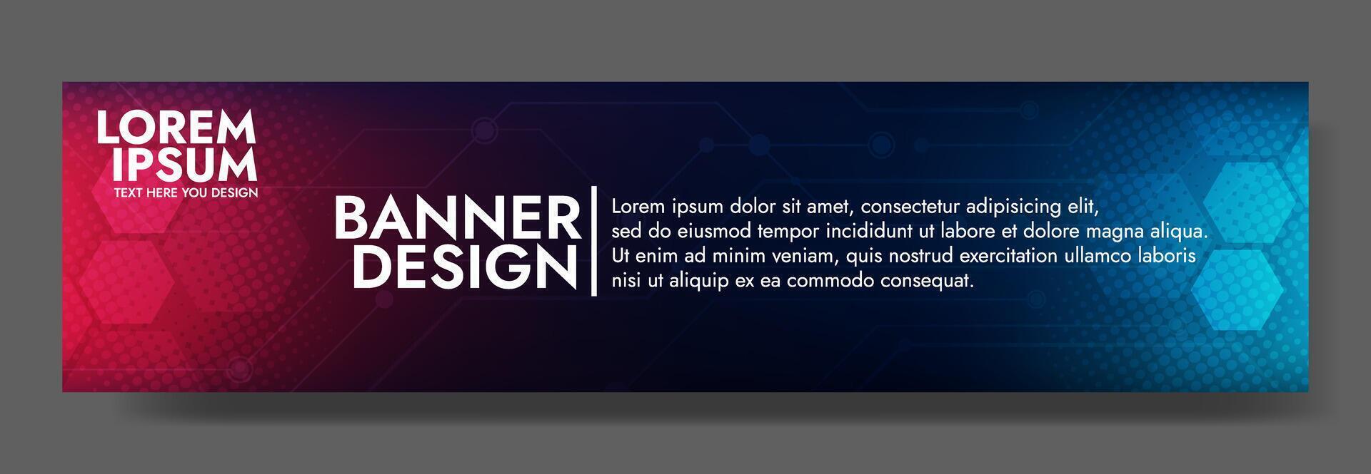 Red Blue Digital technology banner. Futuristic banner for various design projects such as websites, presentations, print materials, social media posts vector