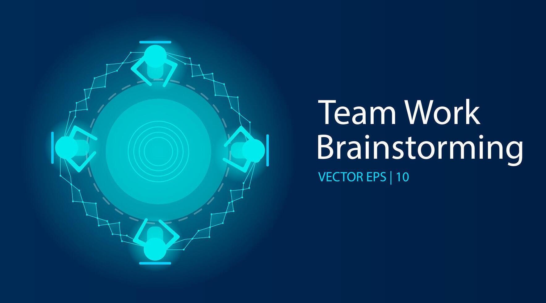 Teamwork brainstorming with a Blue background. Business, brainstorming, group, communication, corporate, partnership, strategy, and work concept. EPS 10 vector