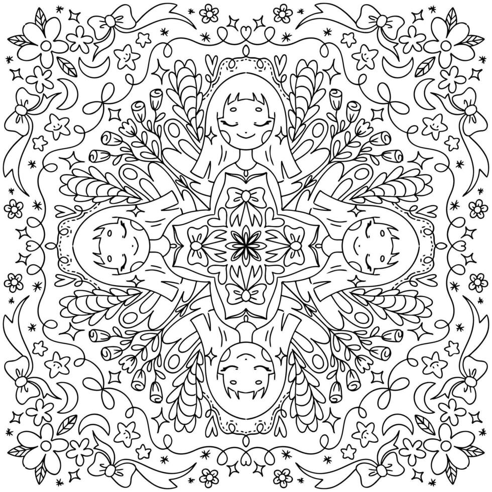 plano diseño resumen contorno mandala adulto colorante página imprimible vector