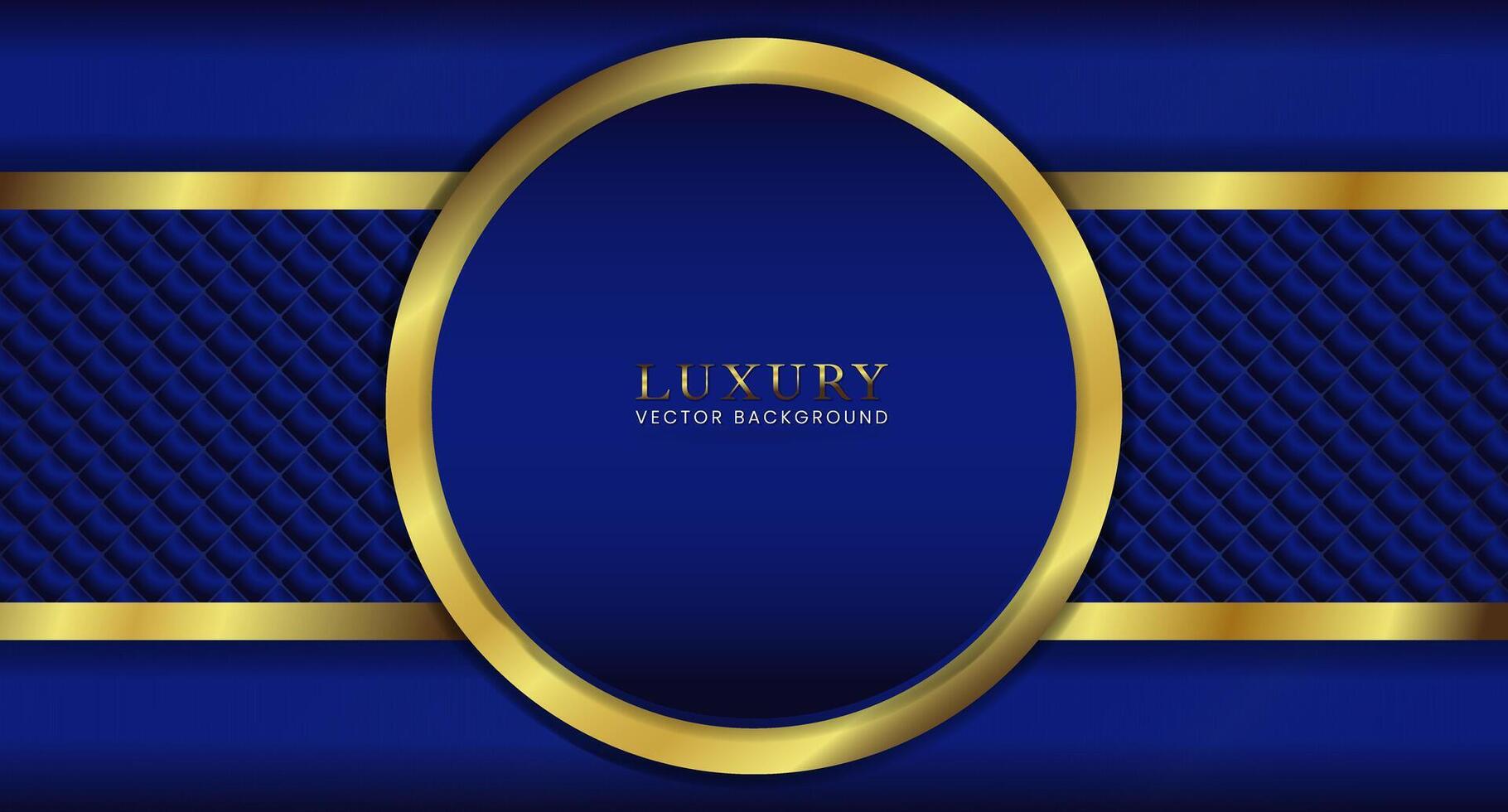 Blue luxury background with gold circular lines, as well as a luxury geometric background with copy space, are appropriate backgrounds for awards and certificates. vector