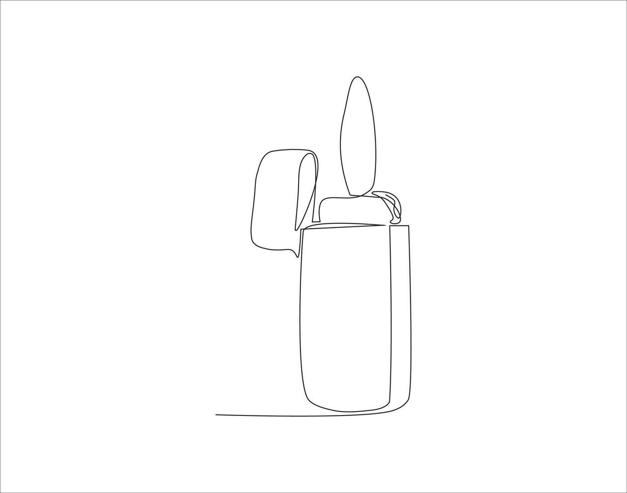 Continuous Line Drawing Of Lighter. One Line Of Lighter. Lighter Continuous Line Art. Editable Outline. vector