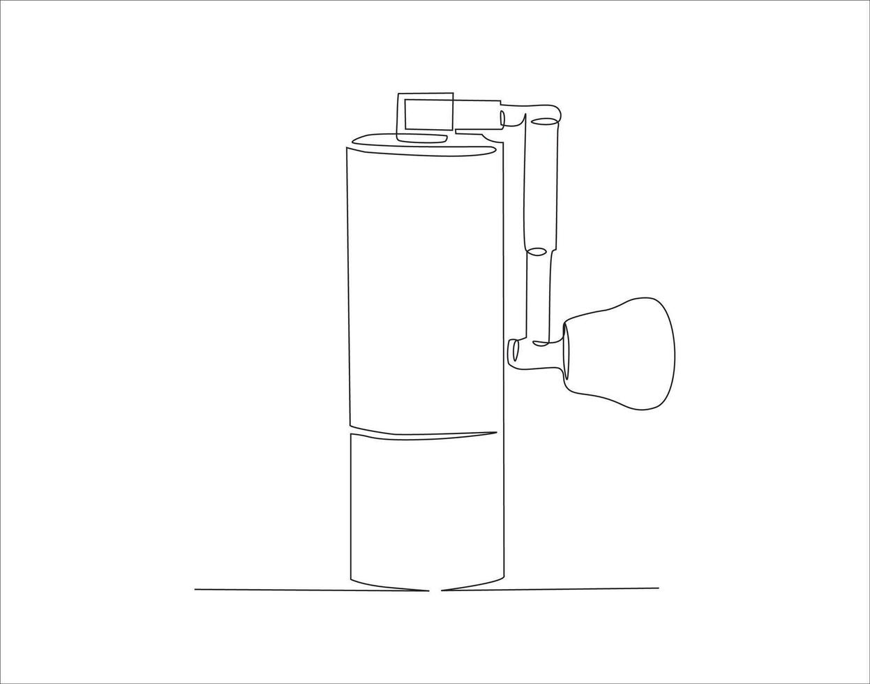 Continuous Line Drawing Of Manual Coffee Grinder. One Line Of Coffee Grinder. Grinder Continuous Line Art. Editable Outline. vector