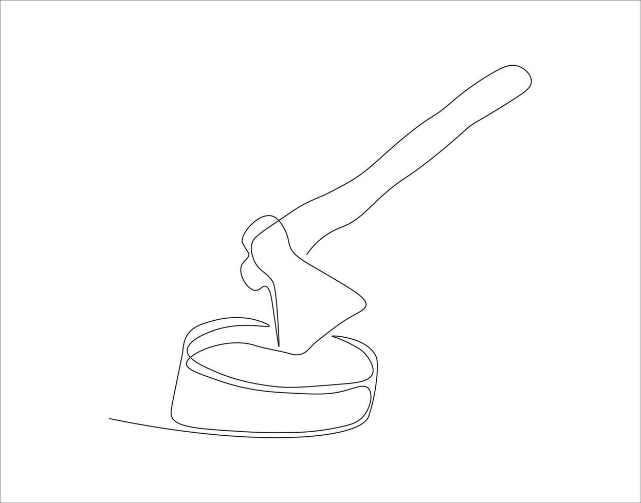 Continuous Line Drawing Of Axe. One Line Of Axe. Hatchet Continuous Line Art. Editable Outline. vector