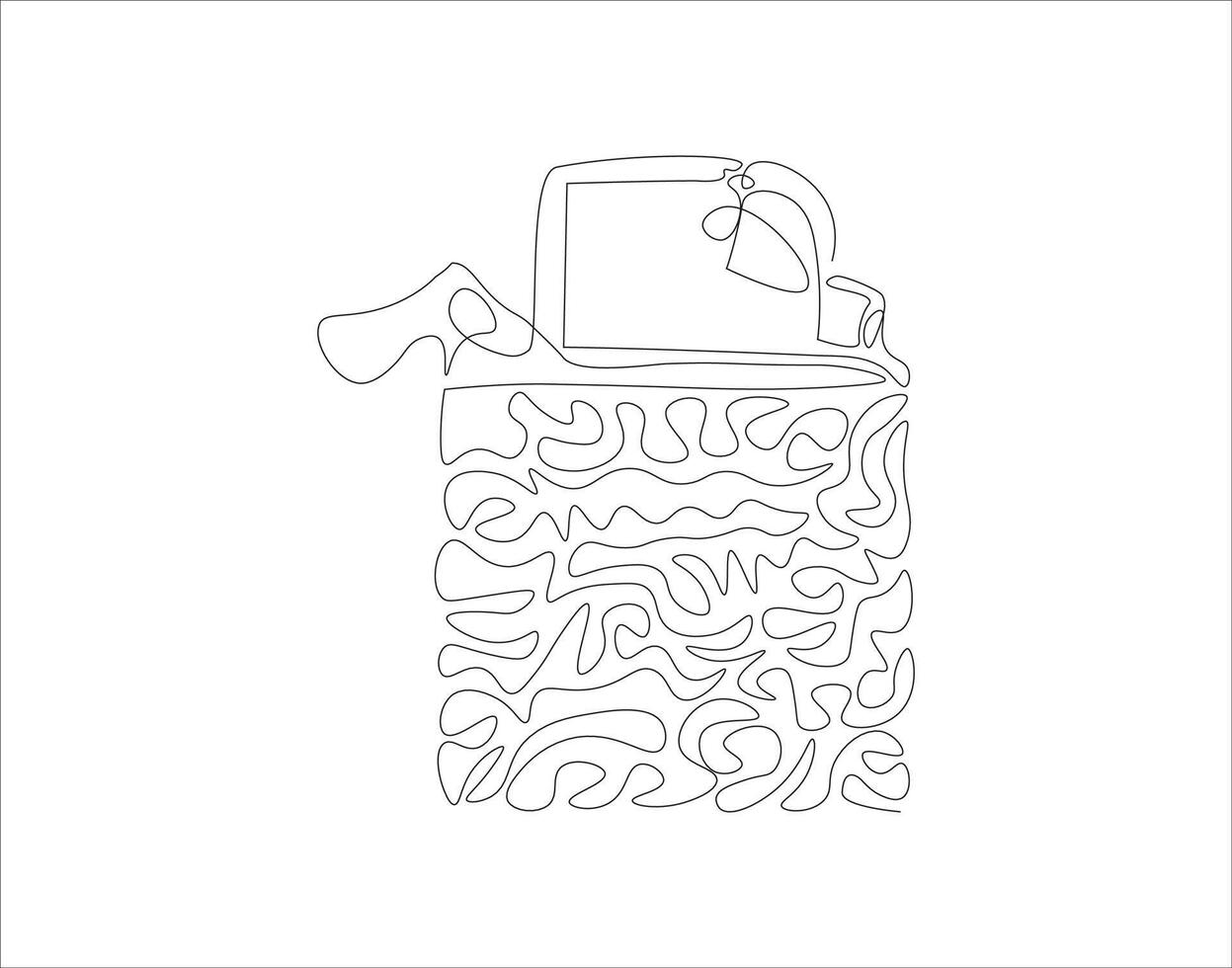 Continuous Line Drawing Of Lighter. One Line Of Lighter. Lighter Continuous Line Art. Editable Outline. vector