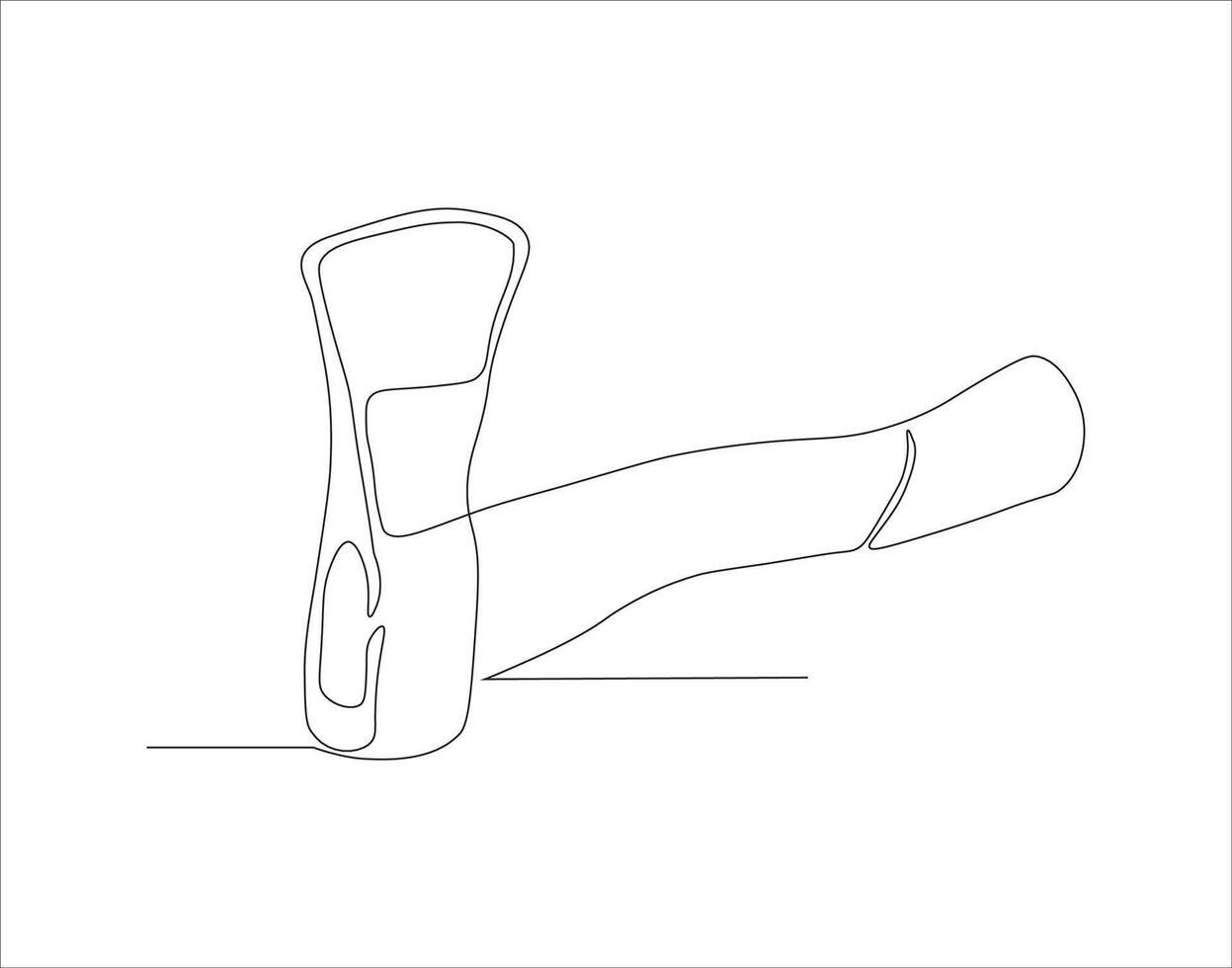 Continuous Line Drawing Of Axe. One Line Of Axe. Hatchet Continuous Line Art. Editable Outline. vector