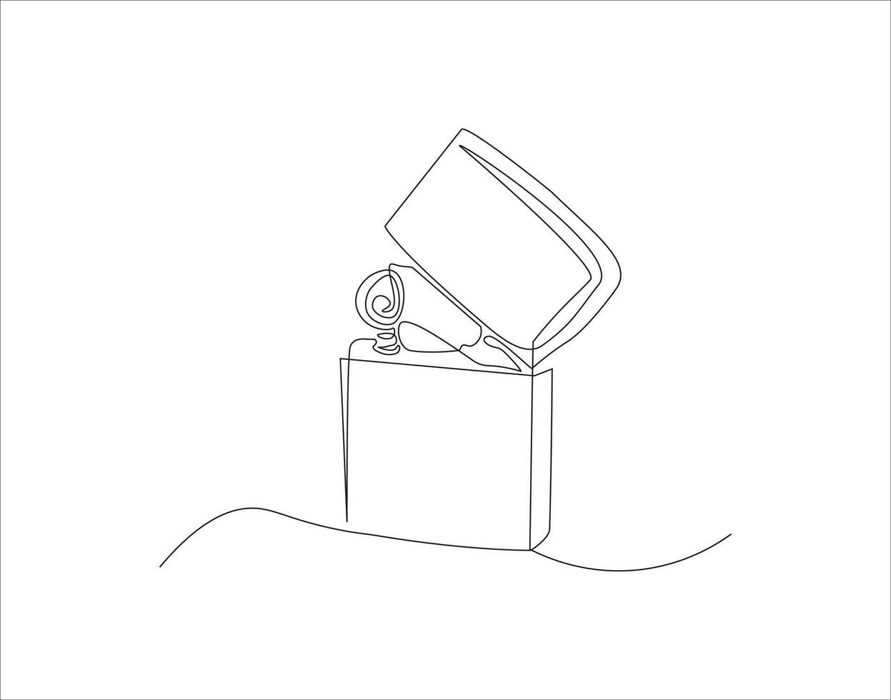 Continuous Line Drawing Of Lighter. One Line Of Lighter. Lighter Continuous Line Art. Editable Outline. vector