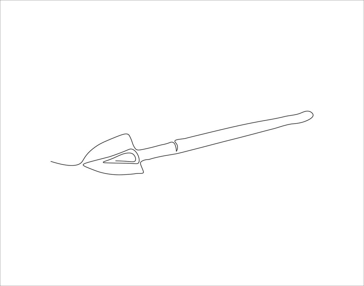 Continuous Line Drawing Of Shovel. One Line Of Shovel. Gardening Tool Continuous Line Art. Editable Outline. vector