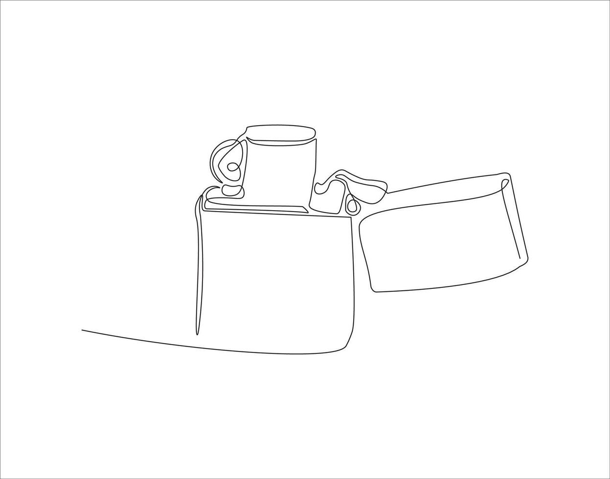 Continuous Line Drawing Of Lighter. One Line Of Lighter. Lighter Continuous Line Art. Editable Outline. vector