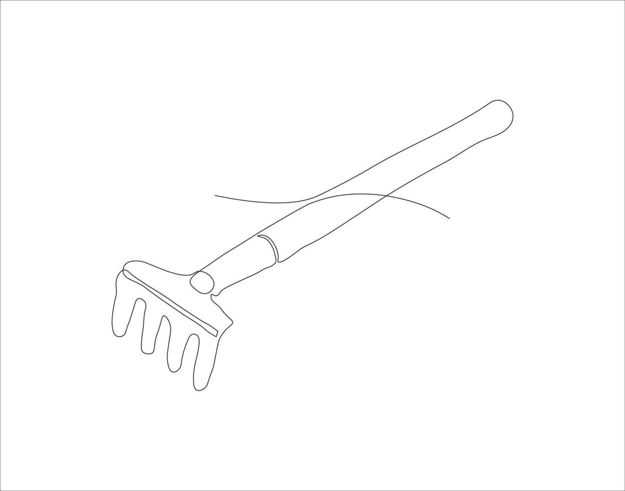 Continuous Line Drawing Of Shovel. One Line Of Shovel. Gardening Tool Continuous Line Art. Editable Outline. vector