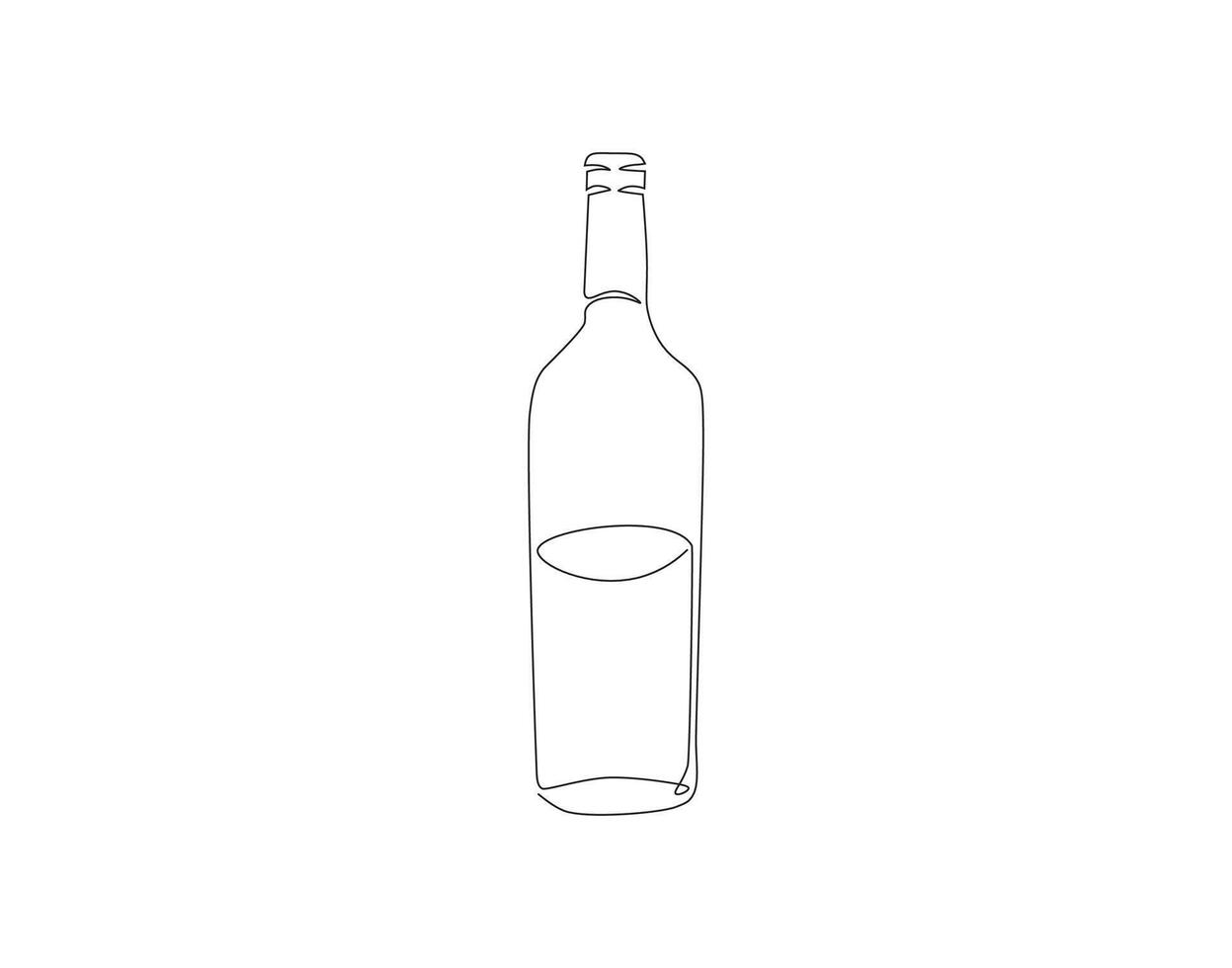 Continuous Line Drawing Of Wine Bottle. One Line Of A Bottle Of Wine. Wine Bottle Continuous Line Art. Editable Outline. vector