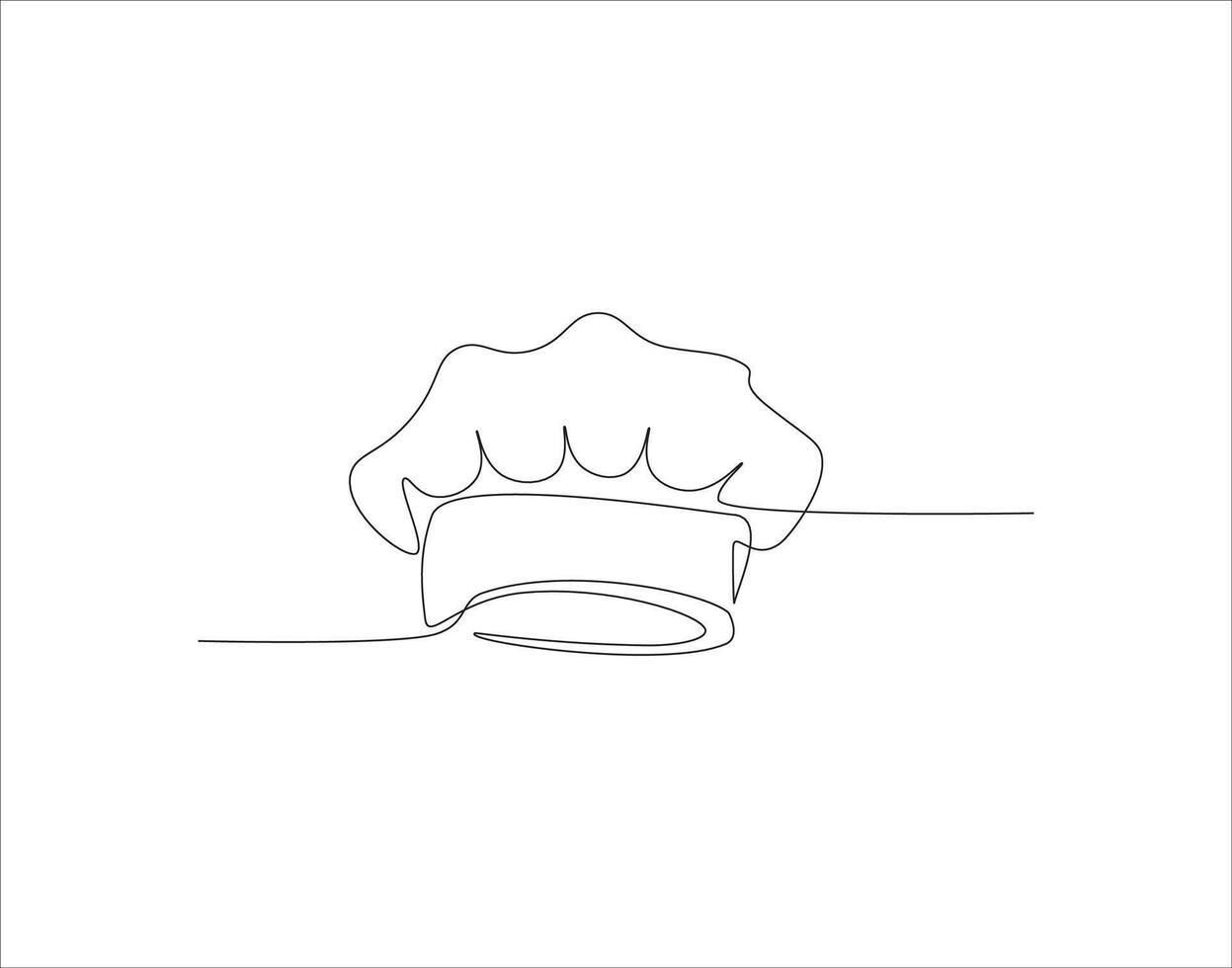 Continuous Line Drawing Of Chef Hat. One Line Of Chef Hat. Chef Hat Continuous Line Art. Editable Outline. vector