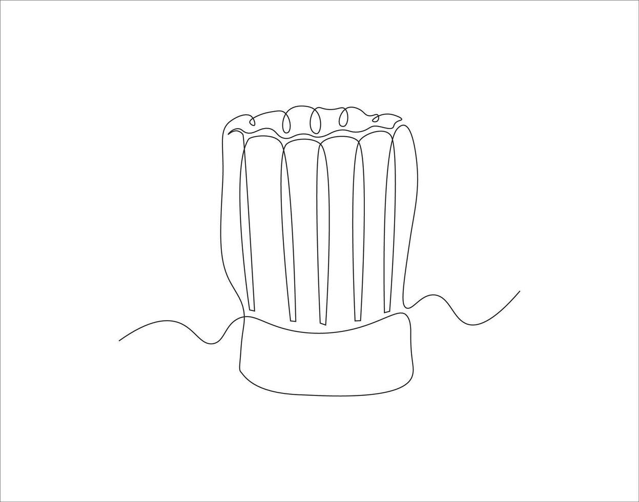 Continuous Line Drawing Of Chef Hat. One Line Of Chef Hat. Chef Hat Continuous Line Art. Editable Outline. vector