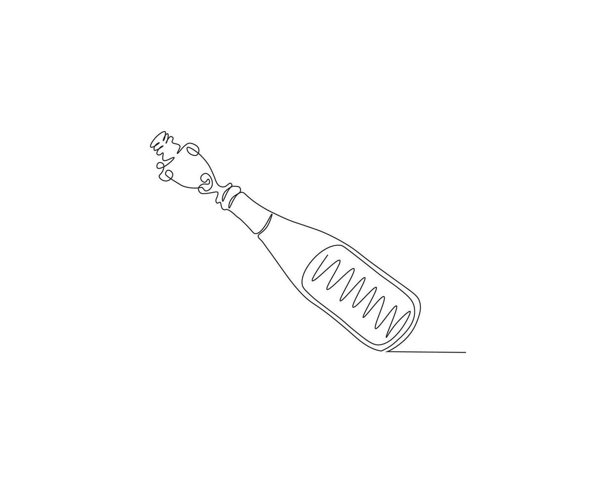 Continuous Line Drawing Of Wine Bottle. One Line Of A Bottle Of Wine. Wine Bottle Continuous Line Art. Editable Outline. vector