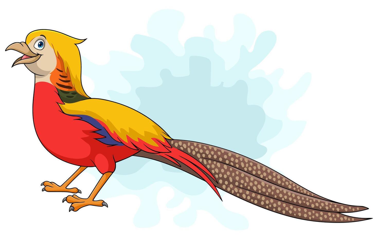 Cartoon golden pheasant bird on white background vector