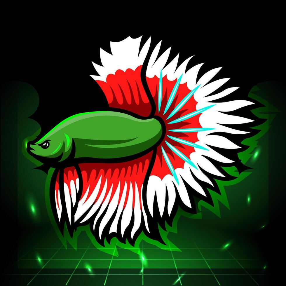 Halfmoon betta fish mascot. esport logo design vector