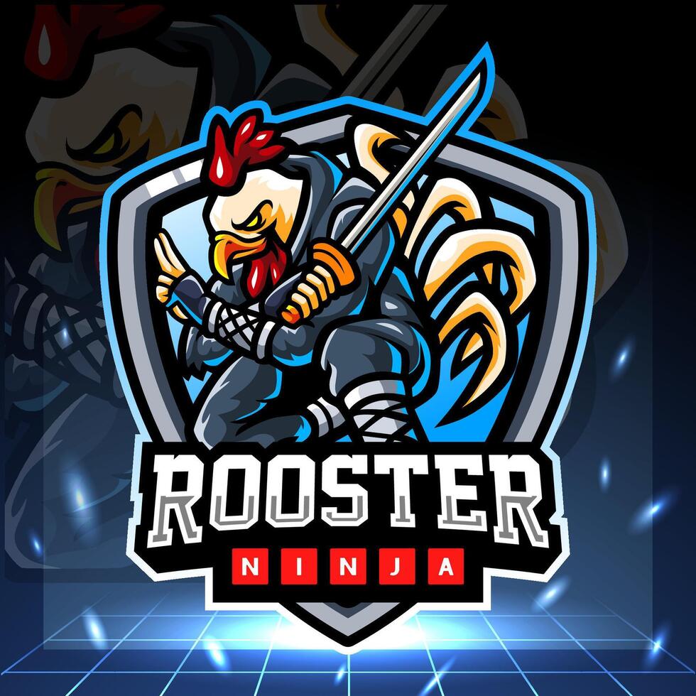 Rooster ninja mascot. esport logo design vector