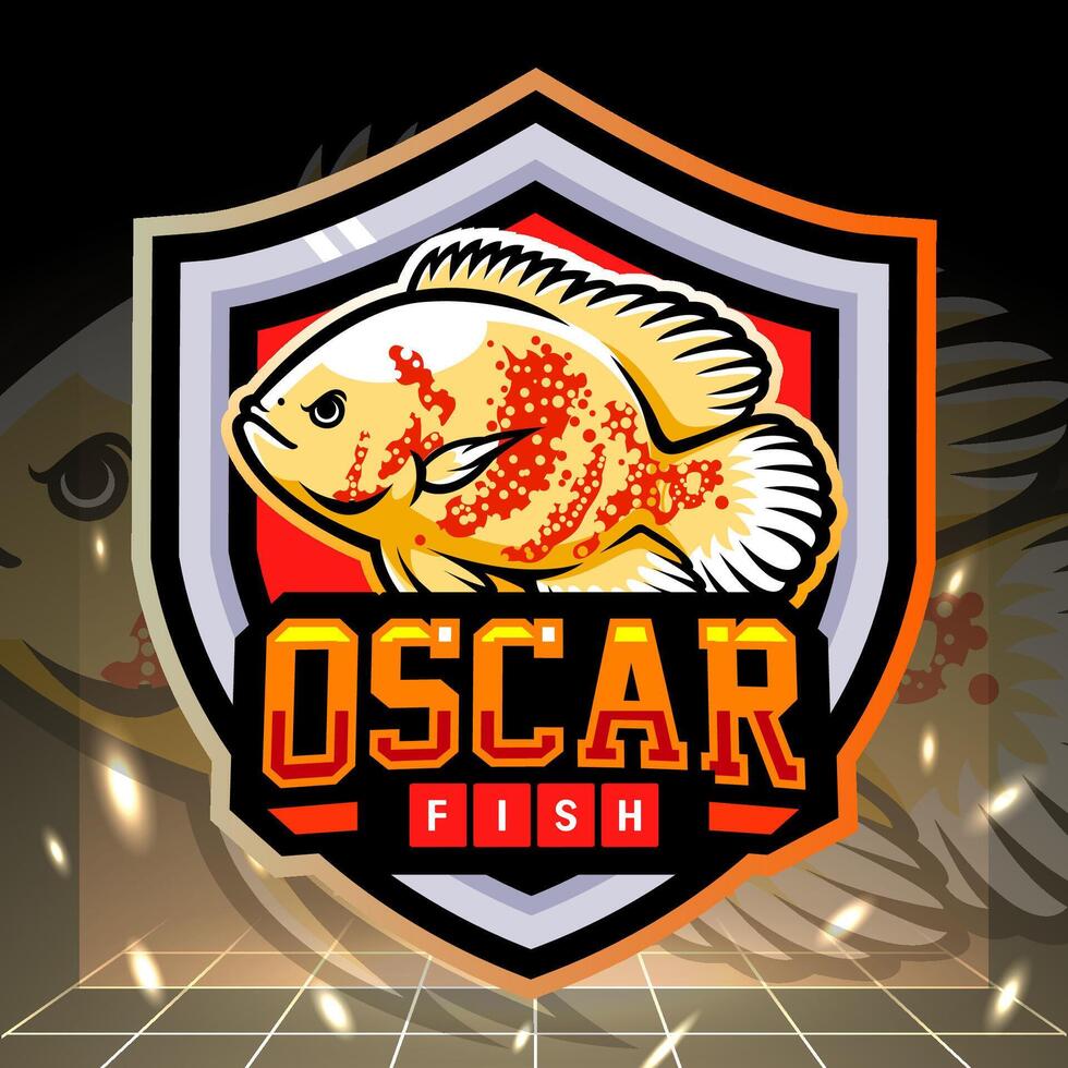 White oscar fish mascot. esport logo design vector