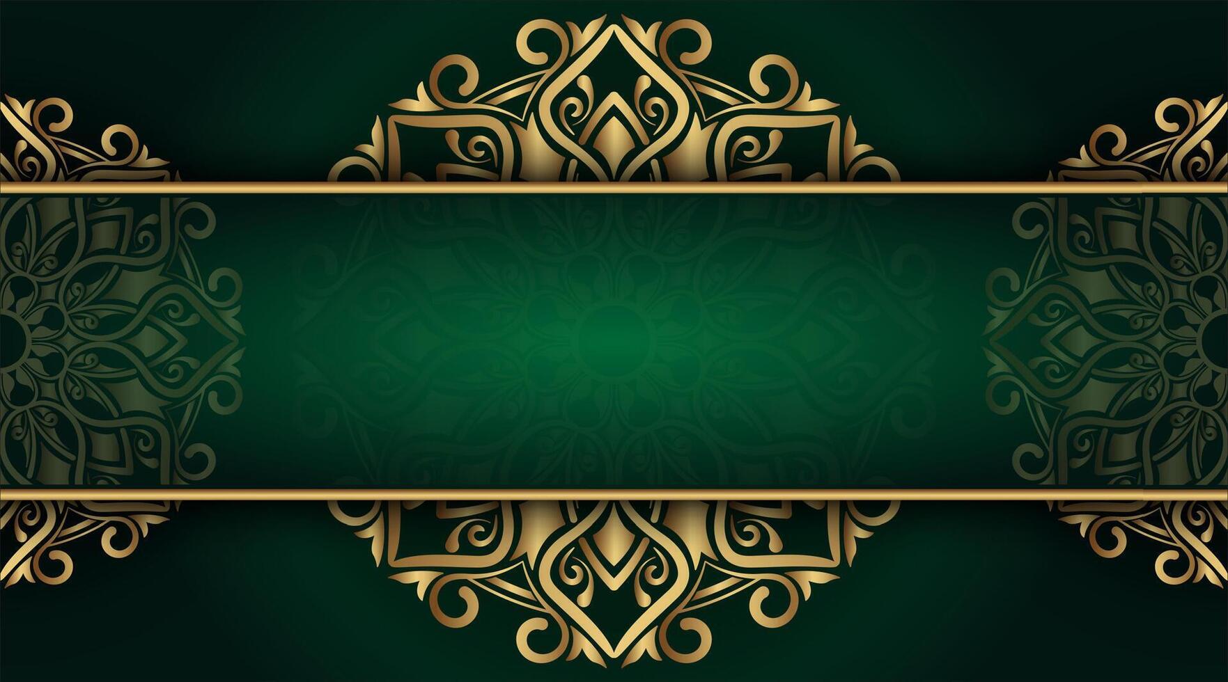 Luxury green background with ornamental mandala vector