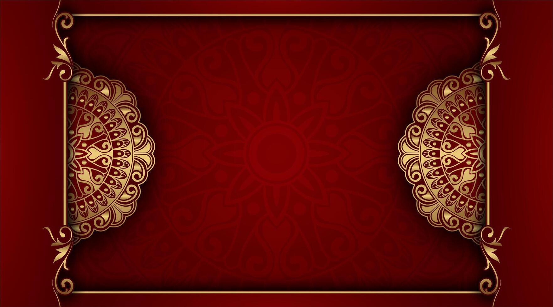 Luxury red background with ornamental mandala vector