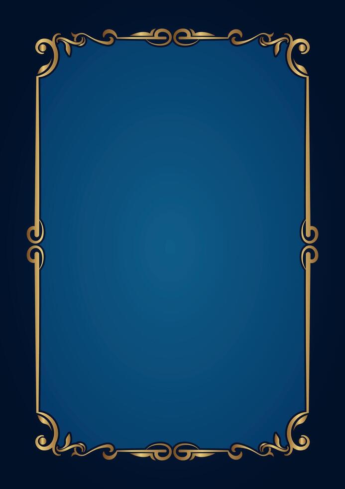 Vintage frame gold floral ornament vector