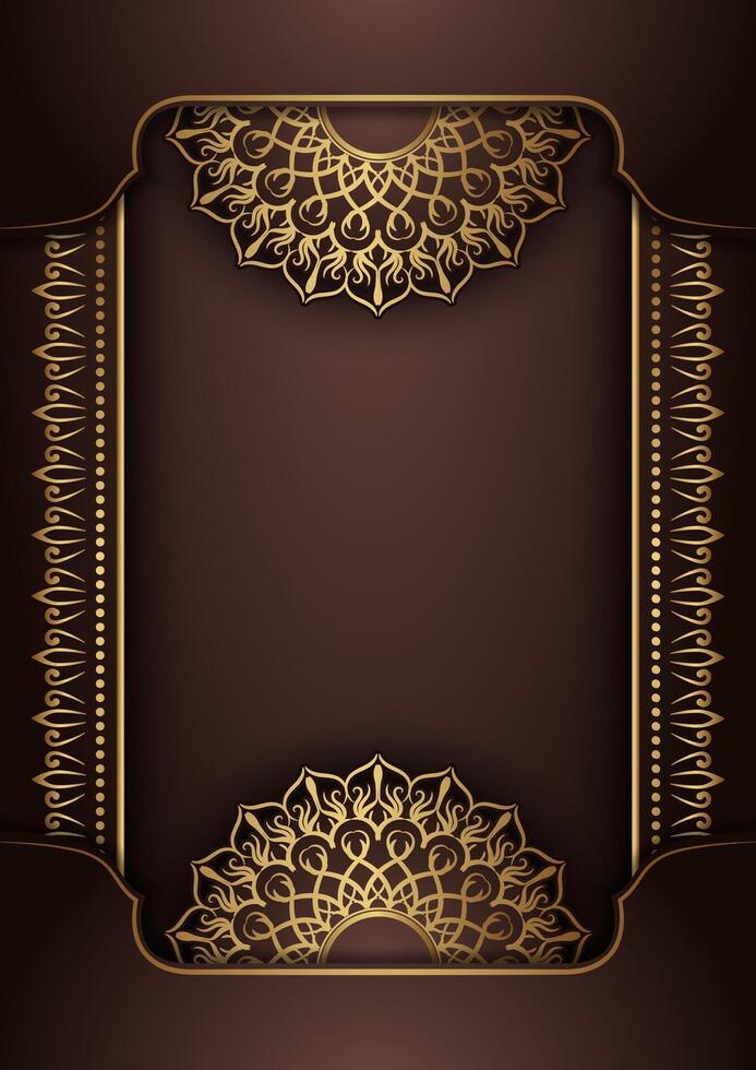 luxury brown background, with gold mandala ornaments vector