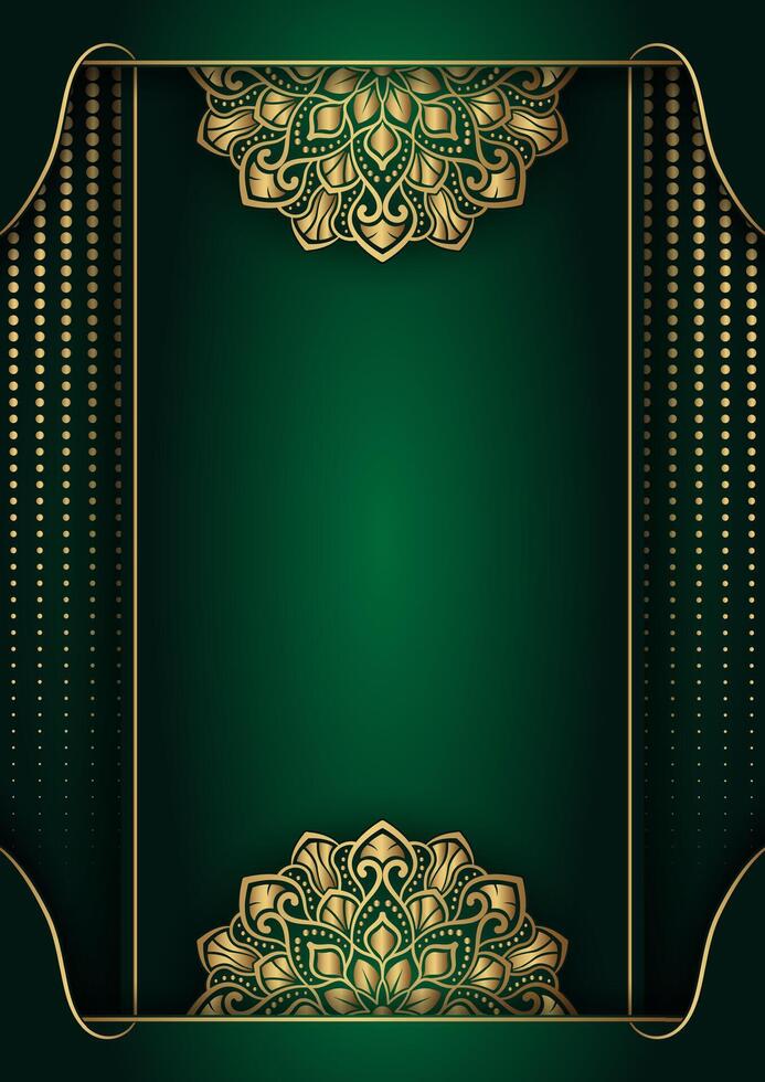 luxury green background, with gold mandala ornaments vector