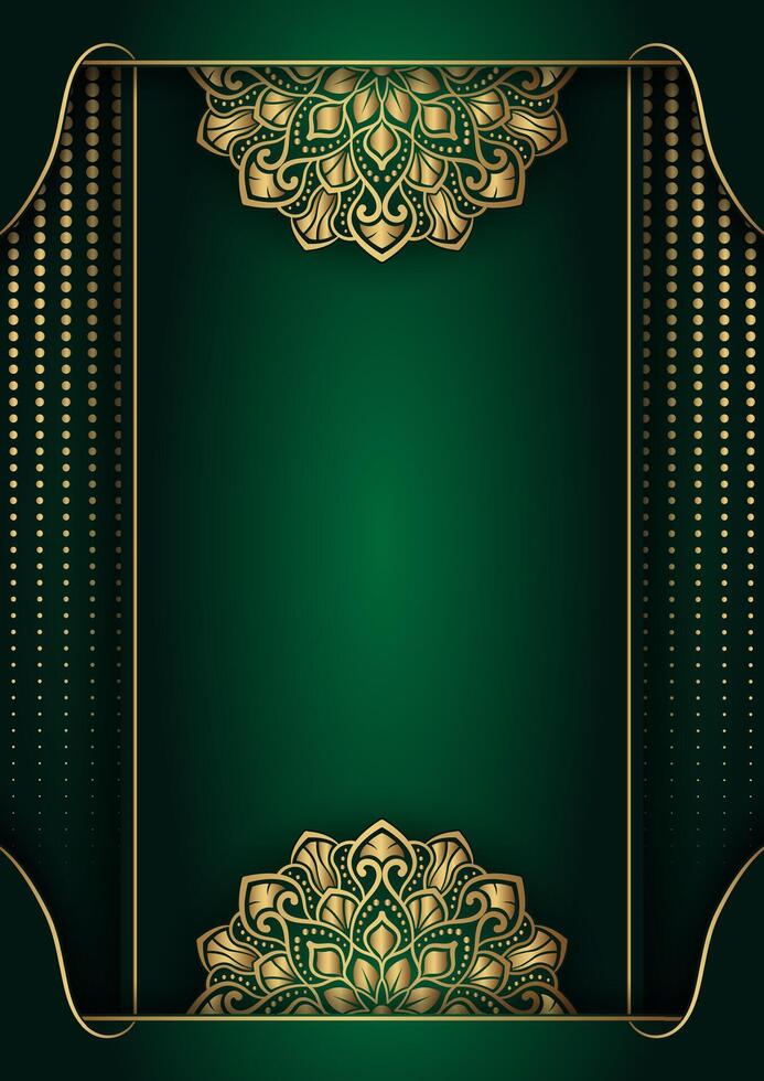 luxury green background, with gold mandala ornaments vector