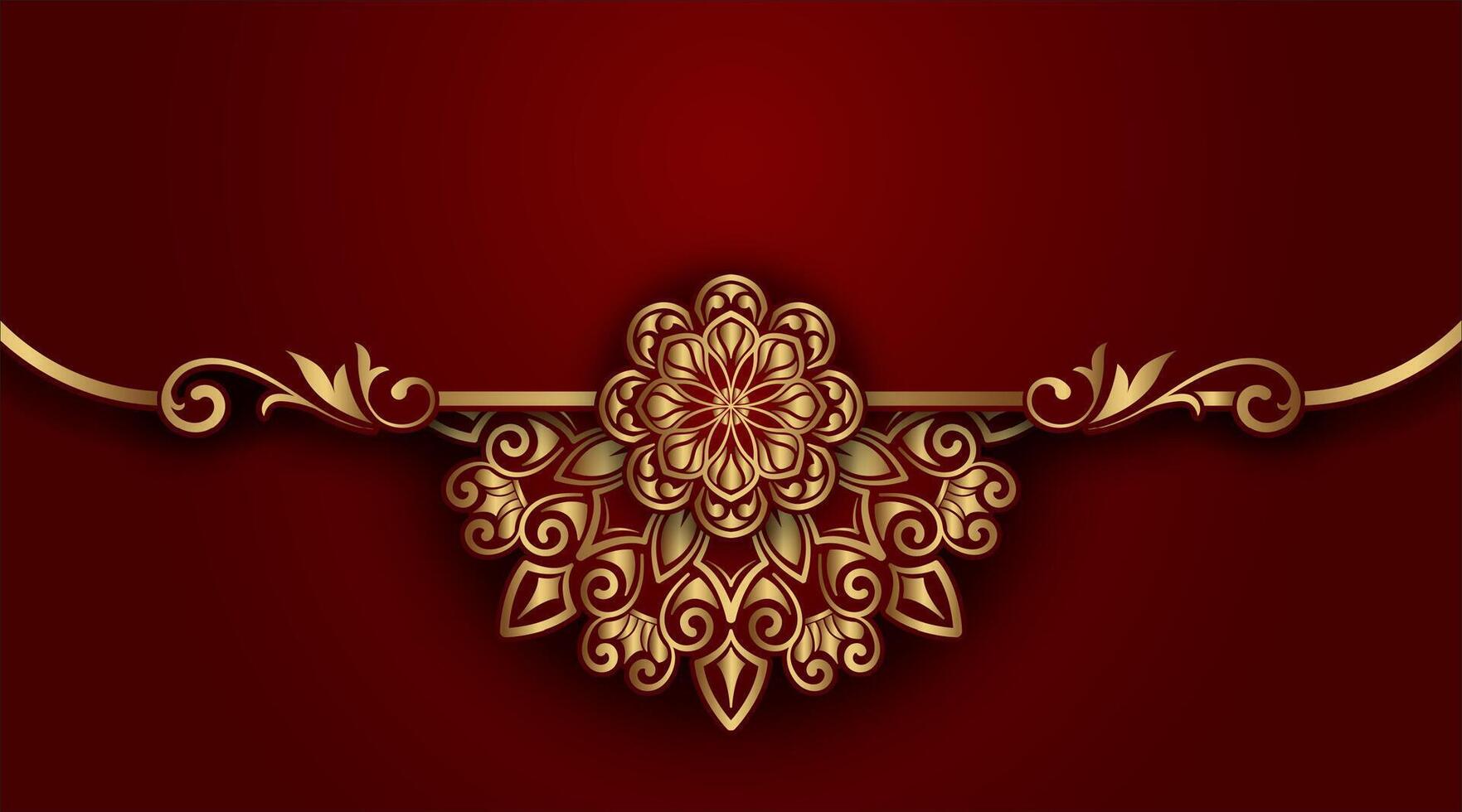 lujo rojo antecedentes con ornamental mandala vector