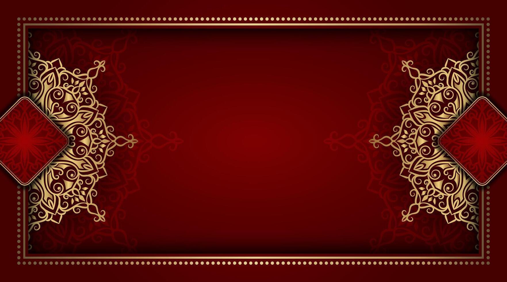 lujo rojo antecedentes con ornamental mandala vector