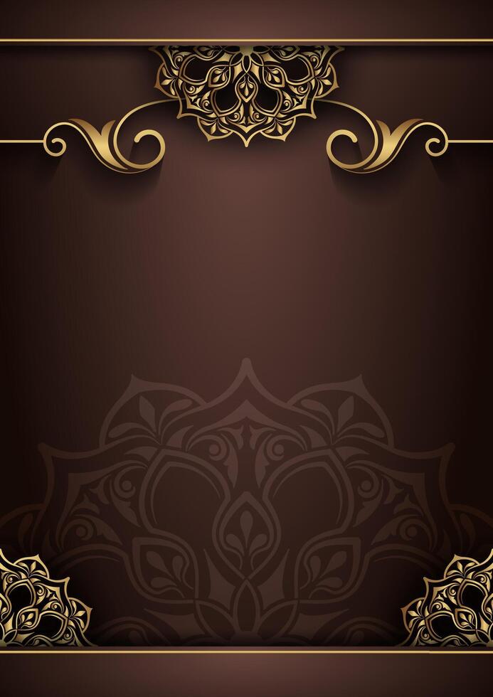 luxury brown background, with gold mandala ornaments vector