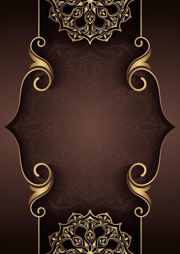 luxury brown background, with gold mandala ornaments vector