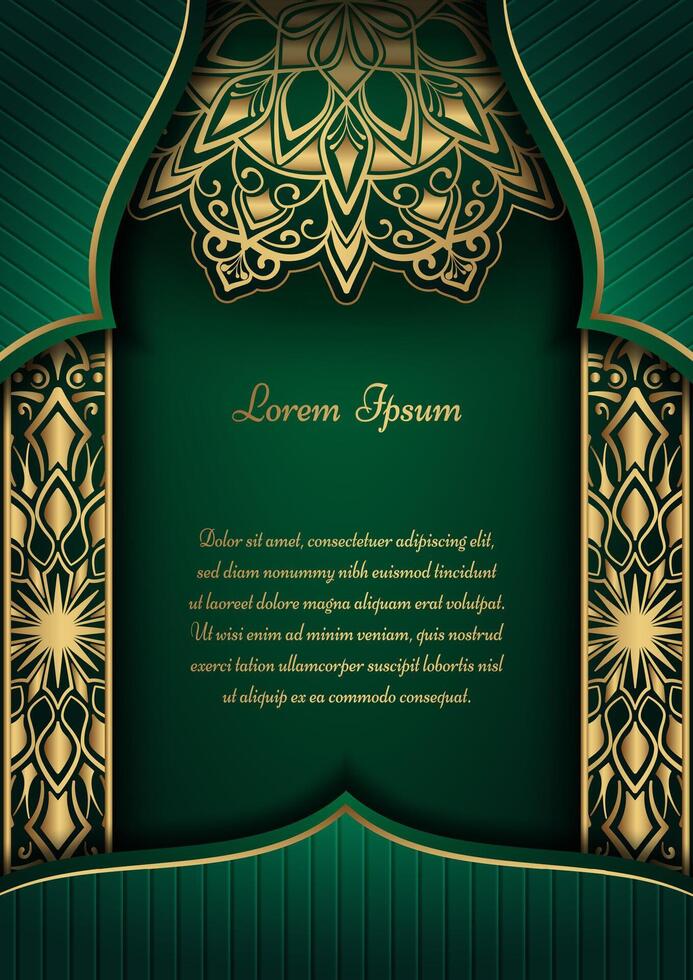 luxury green background, with gold mandala ornaments vector