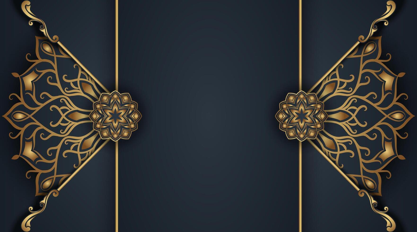 gray background, with gold mandala ornaments vector