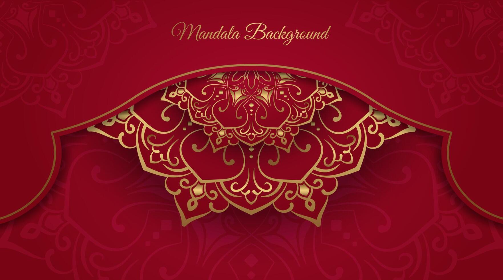 Red luxury background with mandala ornament vector