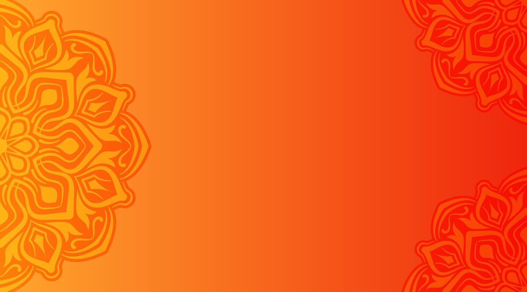 red and yellow background with mandala decoration vector