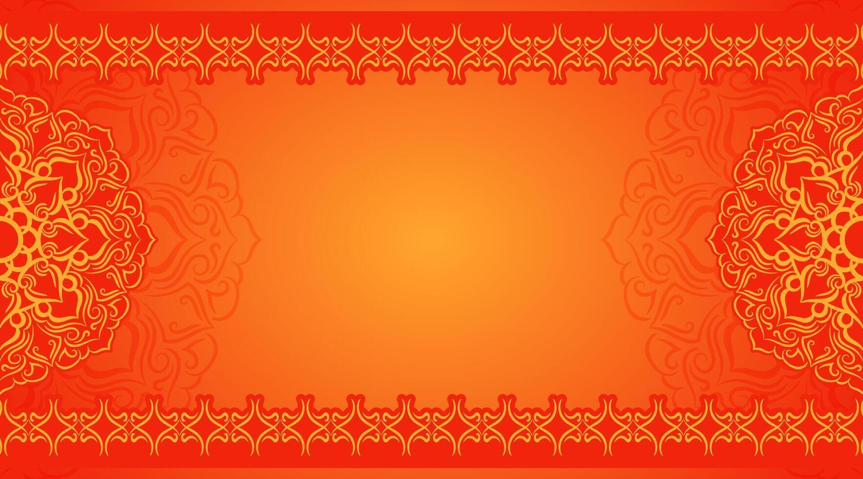 red and yellow background with mandala decoration vector