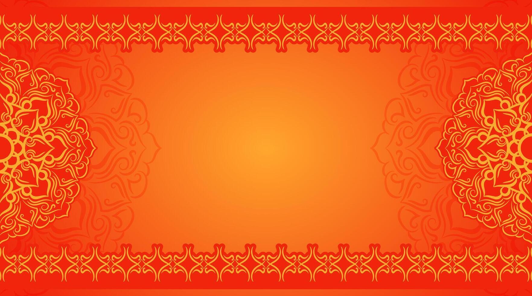 red and yellow background with mandala decoration vector