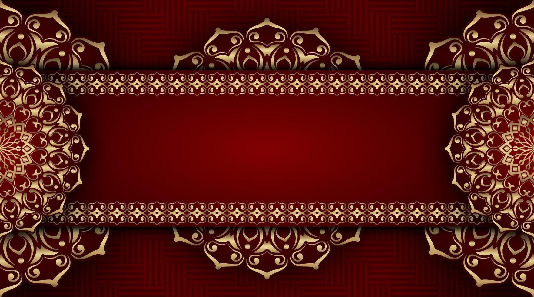 lujo rojo antecedentes con mandala ornamento vector