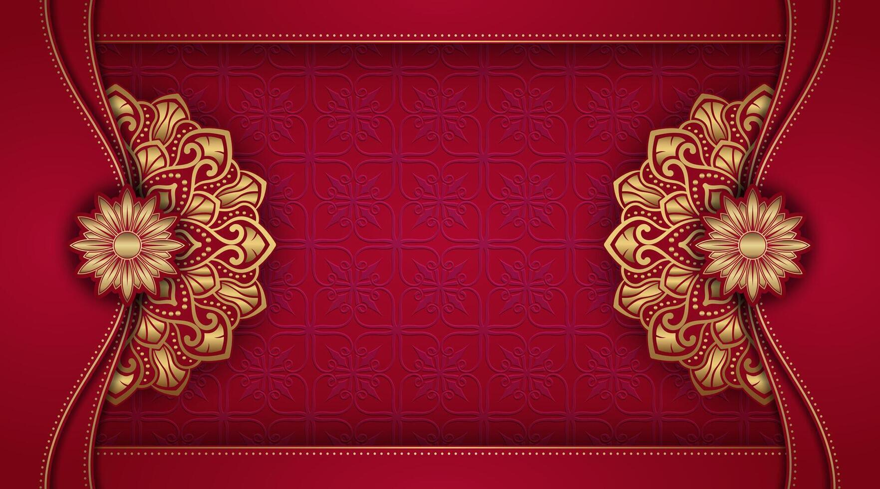 Red luxury background with mandala ornament vector